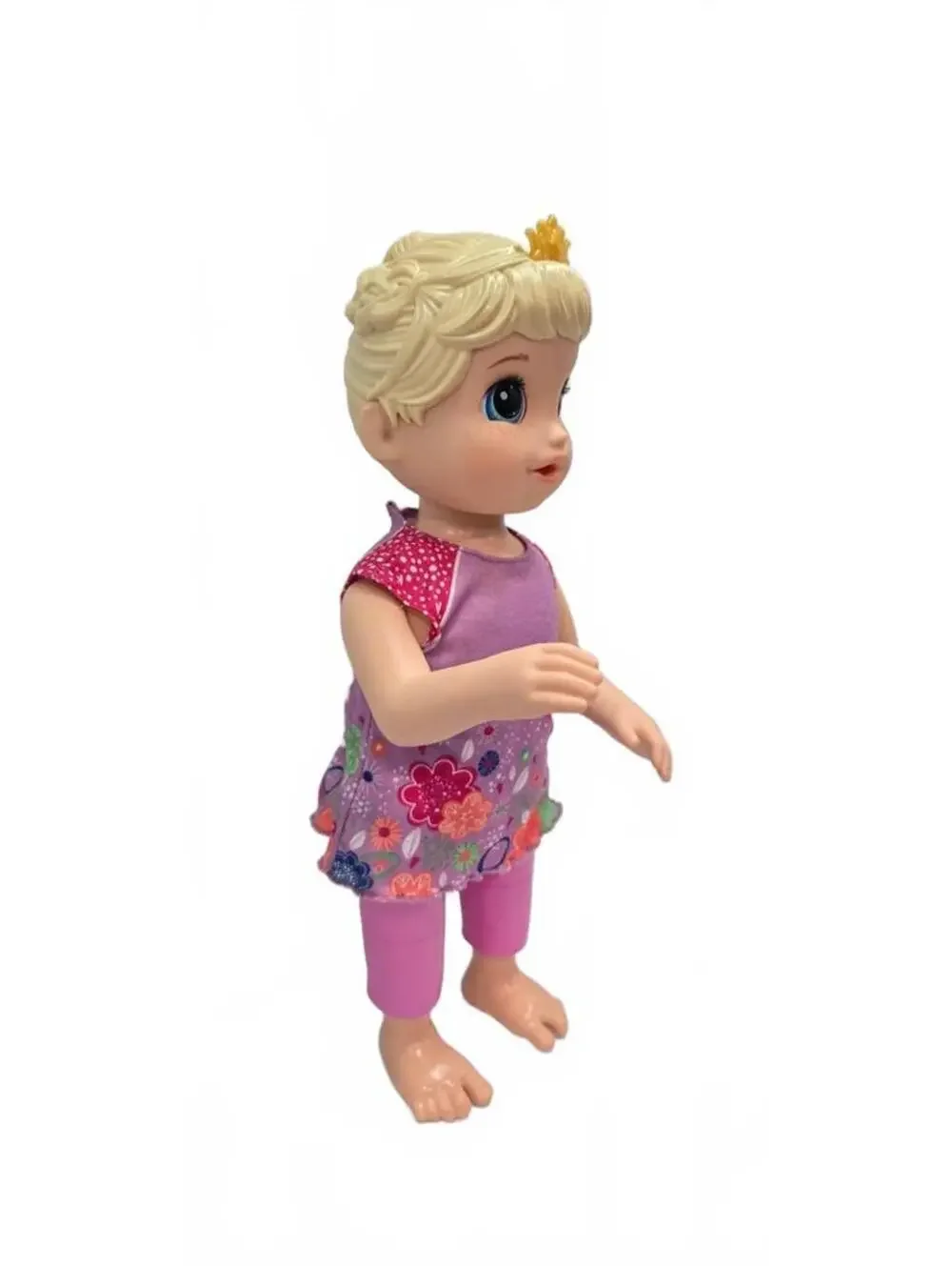 Baby Alive Blonde Hair Doll in Purple Floral Outfit with Crown